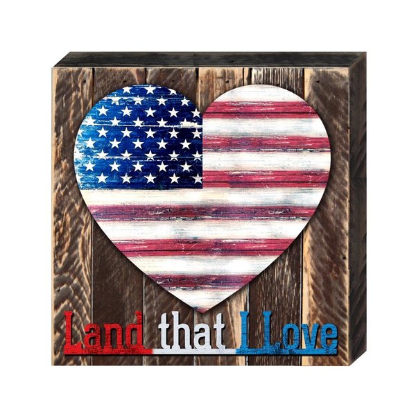 Designocracy Heart Vintage Flag American Heart Quote Art on Board Wall Decor 9891512